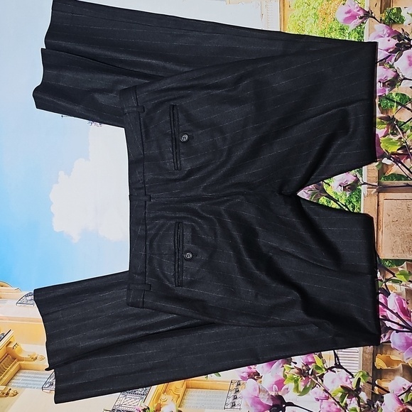 Theory Wool Pinstripe Black Dress Pants Trousers Size 6 - Picture 5 of 5